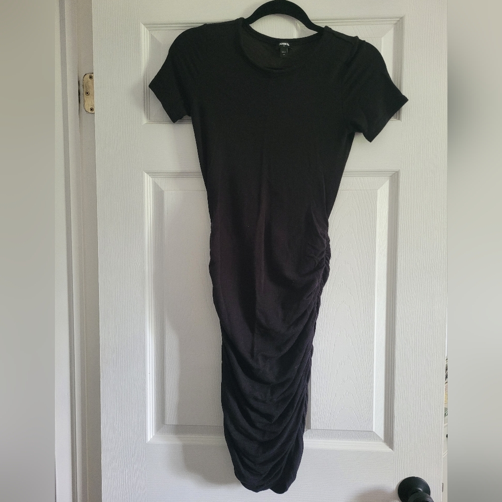 Express Blue and Black Bodycon Dress Casual Short Sleeve